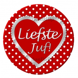 Button Liefste Juf polkadots